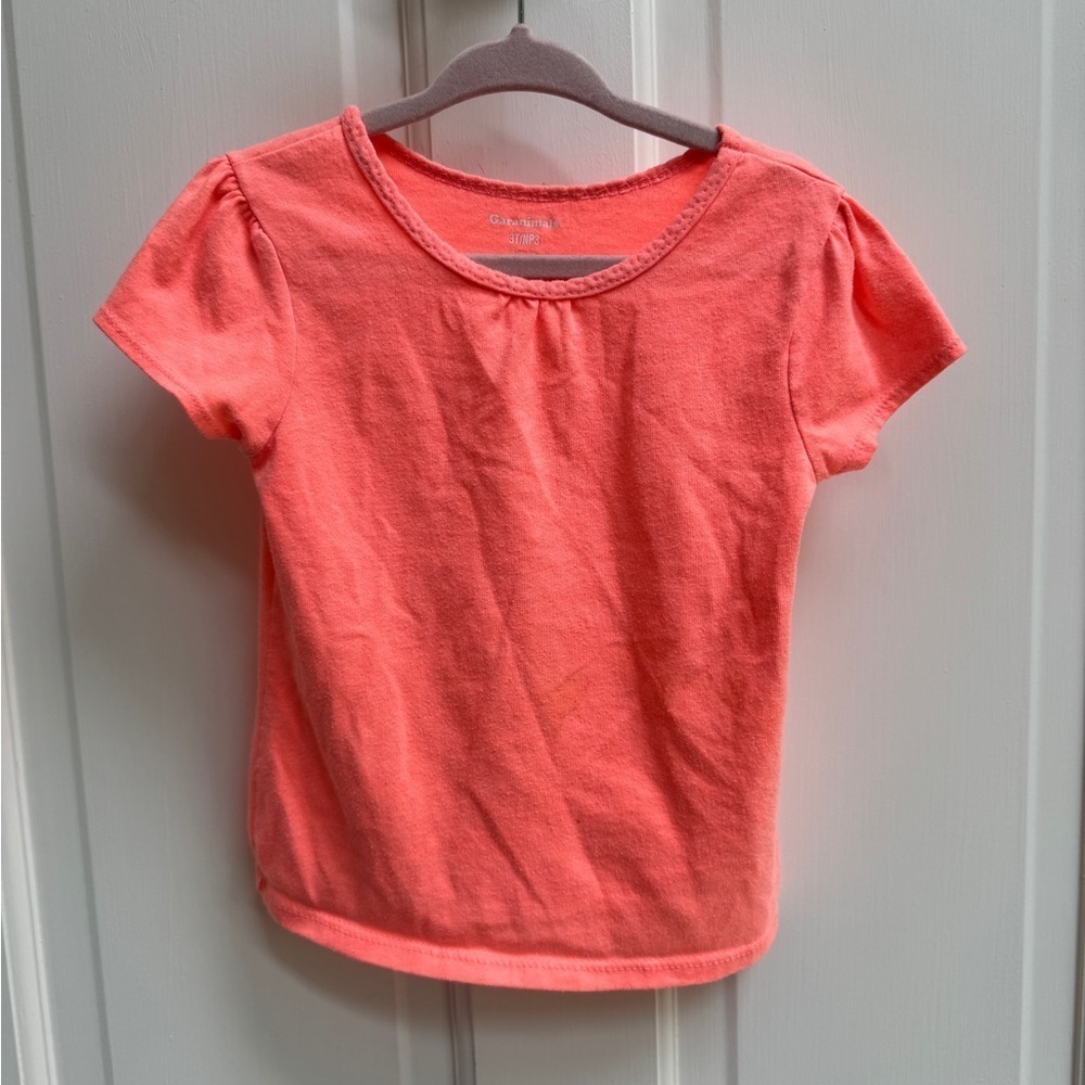Garanimals 3T Girls Coral/Orange Short Sleeve Tee Shirt Blouse